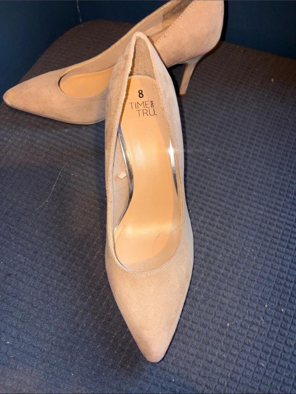 Time and Tru Women's Nude Suede Pointed-Toe Pumps 8